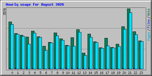 Hourly usage for August 2026
